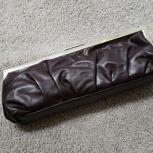 Brown faux leather clutch